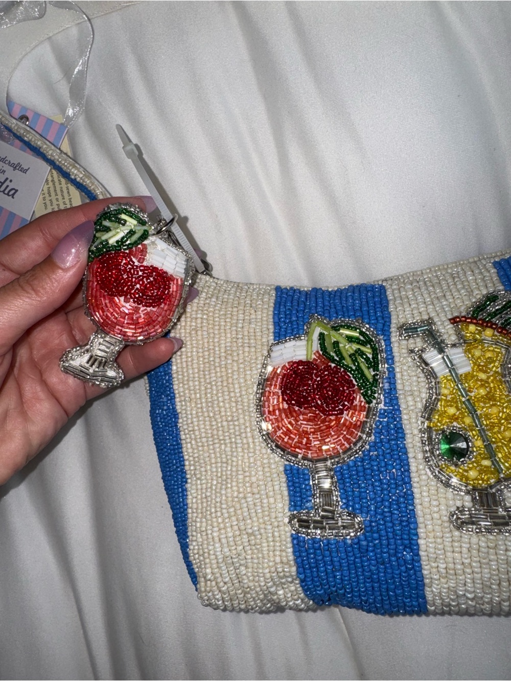 Cocktails Beaded Shoulder Bag Handmade in India New with Tags - Picture 4 of 16